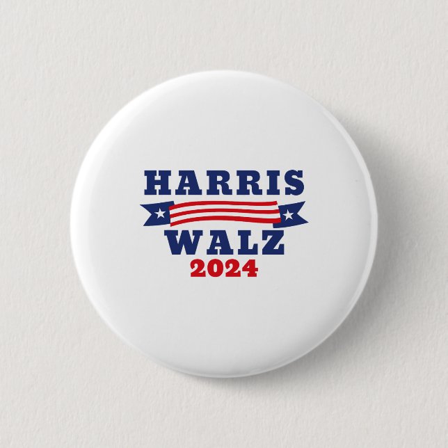 Bóton Redondo 5.08cm Walz 2024 American Flag Kamala Harris Tim Waltz 20 (Frente)
