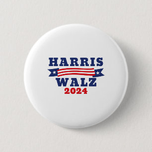 Bóton Redondo 5.08cm Walz 2024 Bandeira Americana Kamala Harris Tim Wal