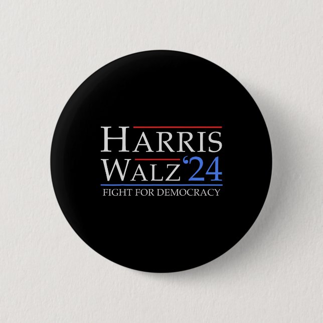 Bóton Redondo 5.08cm Walz 2024 Save Democracy 2024 Eletion Funny Harri (Frente)
