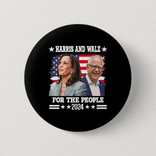 Bóton Redondo 5.08cm Walz Eleição 2024 Kamala Harris Tim Waltz 