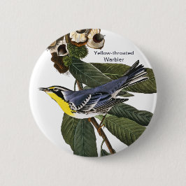 Bóton Redondo 5.08cm Warbler de garganta amarela, John James Audubon, B