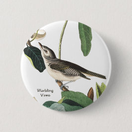 Bóton Redondo 5.08cm Warbling Vireo John James Audubon Birdwatcher Bird