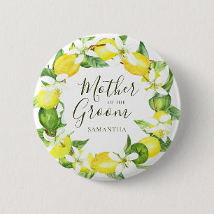 Bóton Redondo 5.08cm Watercolor Lemon Wreath Mãe do Chá