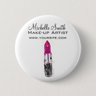 Bóton Redondo 5.08cm Watercolor pink lipstick makeup branding