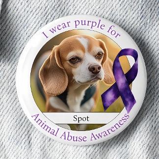 Bóton Redondo 5.08cm Wear Purple for Animal Abuse Awareness Photo
