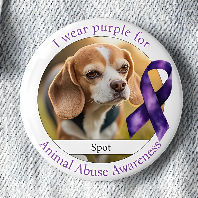 Bóton Redondo 5.08cm Wear Purple for Animal Abuse Awareness Photo (Criador carregado)