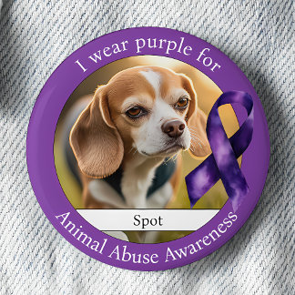 Bóton Redondo 5.08cm Wear Purple for Animal Abuse Awareness Photo