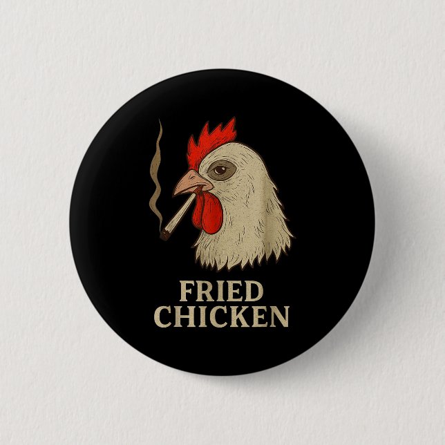 Bóton Redondo 5.08cm Weed Meme Funny Fried Chicken Smoking  (Frente)