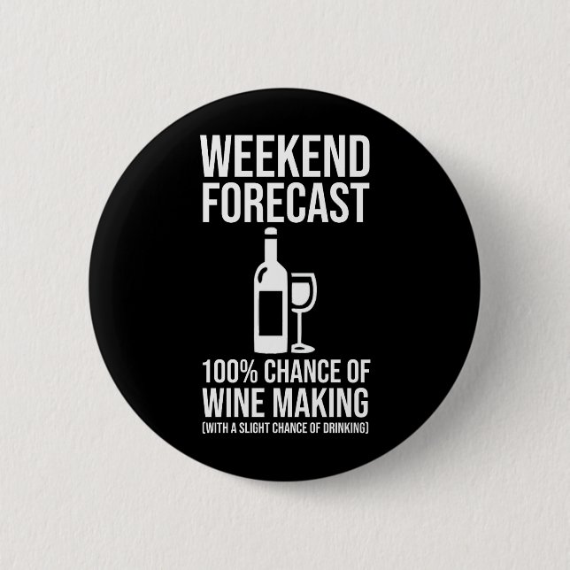 Bóton Redondo 5.08cm Weekend Forecast - 100% Chance of Wine Making (Frente)