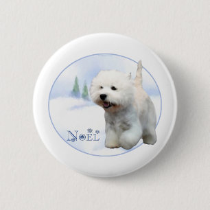Bóton Redondo 5.08cm West Highland White Terrier Noel - Botão