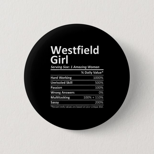 Bóton Redondo 5.08cm Westfield Girl Nj New Jersey Funny City Home Roots (Frente)