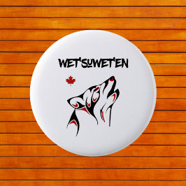 Bóton Redondo 5.08cm Wet'suwet en Howling Wolf Haida Style Tattoo Color