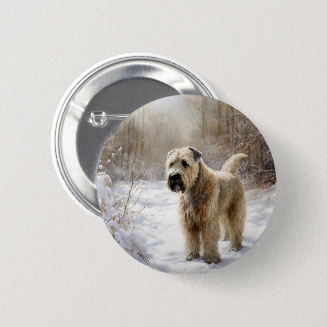 Bóton Redondo 5.08cm Wheaten Terrier Deixe Nevar Natal (Frente & Verso)