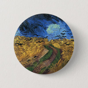 Bóton Redondo 5.08cm Wheatfield de Van Gogh com botão dos corvos