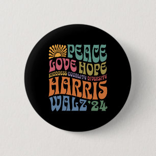 Bóton Redondo 5.08cm Wheimer 2024 Peace Love Hope Kindness Bonness Div