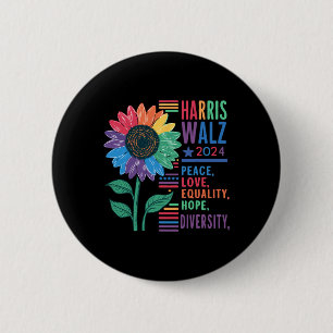 Bóton Redondo 5.08cm Wheimer Peace Love Equality Hope Diversity Kamala