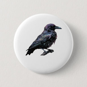 Bóton Redondo 5.08cm Whimsigoth Moody Floral Grungy Corvus, Raven, Crow
