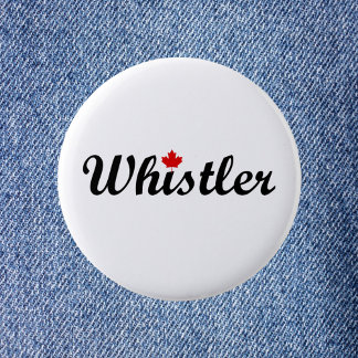 Bóton Redondo 5.08cm Whistler Canada Script Small Maple Leaf