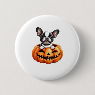 Bóton Redondo 5.08cm White Bulldog Happy Halloween Bompkin Classic T-S