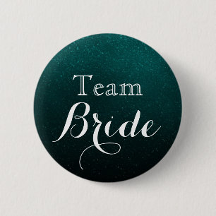 Bóton Redondo 5.08cm White & Glitter Green Wedding Team Bride