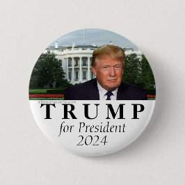 Bóton Redondo 5.08cm White House Donald Trump para Presidente 2024 Foto