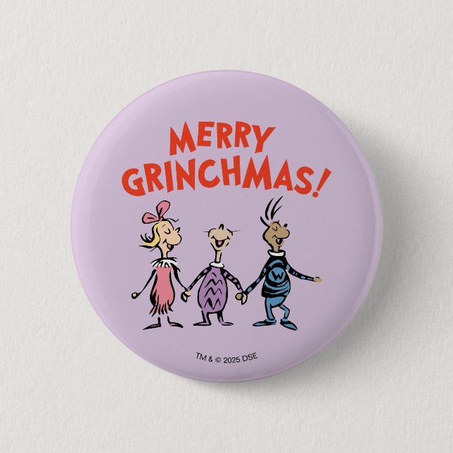 Bóton Redondo 5.08cm Whos Holding Hands Merry Grinchmas (Frente)