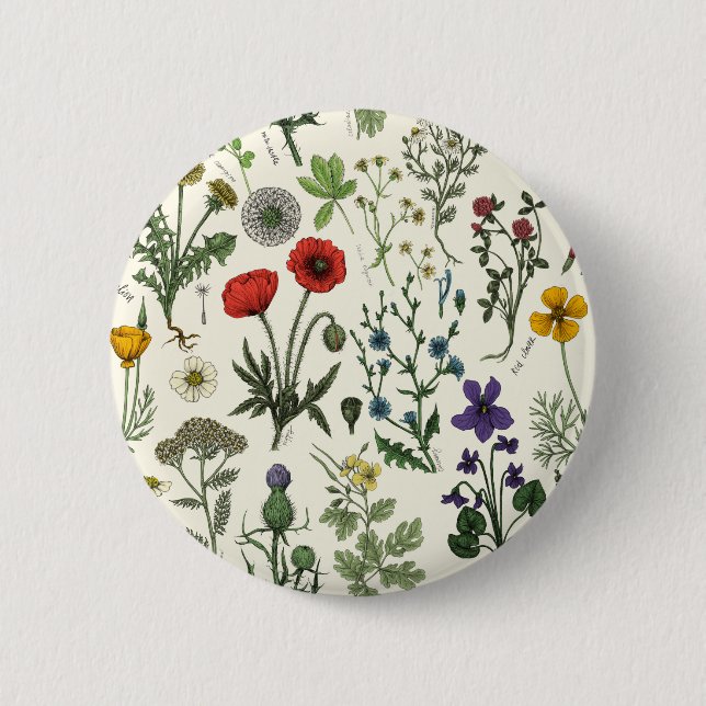 Bóton Redondo 5.08cm Wildflowers collage (Frente)
