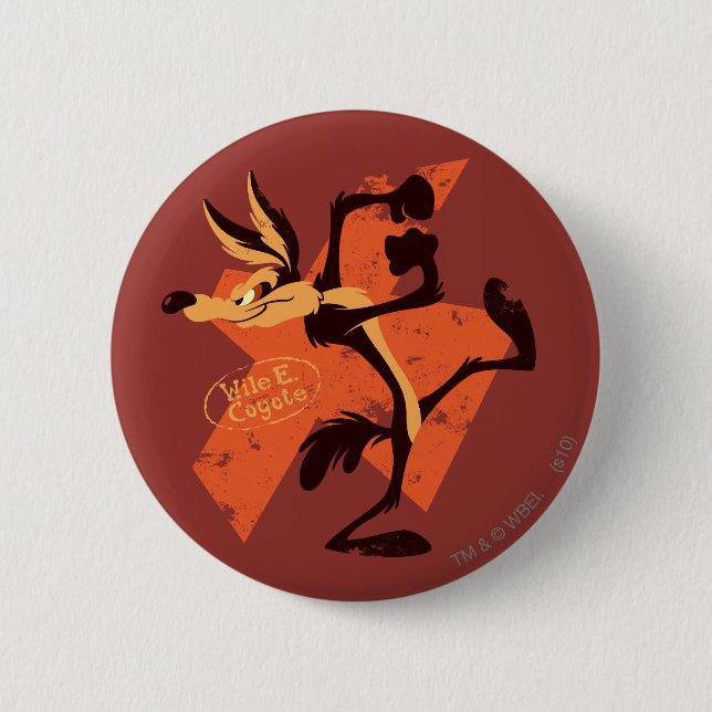 Bóton Redondo 5.08cm WILE E. COYOTE™ Preparando-se para executar (Frente)
