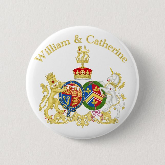 Bóton Redondo 5.08cm William e Catherine Casaco of Arms (Frente)