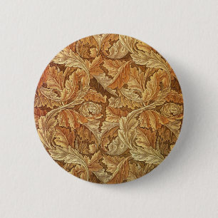 Bóton Redondo 5.08cm William Morris Acanthus Marrom Folhas de Outono