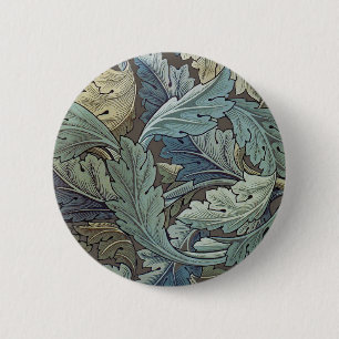 Bóton Redondo 5.08cm William Morris Acanthus Sage Flor Floral Botânico
