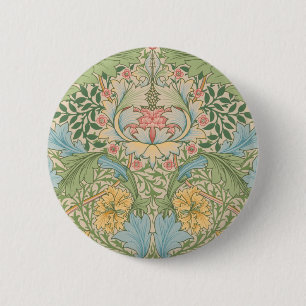 Bóton Redondo 5.08cm William Morris Flor de Murta Floral Botânico
