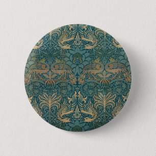 Bóton Redondo 5.08cm William Morris Peacock e Dragon Textile Design