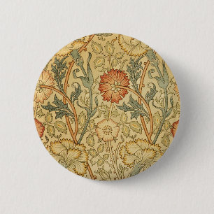 Bóton Redondo 5.08cm William Morris Pink Rose Flower Wallpaper Padrão