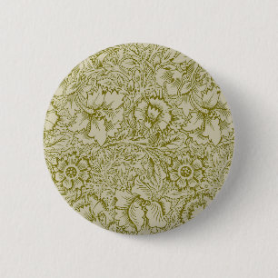Bóton Redondo 5.08cm William Morris Poppy Classic Floral Green