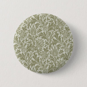 Bóton Redondo 5.08cm William Morris Thistle Sage - Padrão Verde