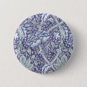 Bóton Redondo 5.08cm William Morris Windrush Padrão Floral Azul