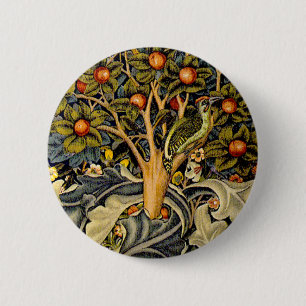Bóton Redondo 5.08cm William Morris Woodpecker Tapestry Birds Floral