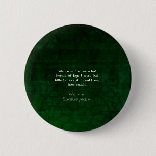 Bóton Redondo 5.08cm William Shakespeare Cita Sobre Alegria E Silêncio