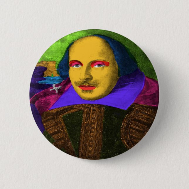 Bóton Redondo 5.08cm William Shakespeare Pop Art (Frente)