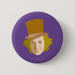 Bóton Redondo 5.08cm Willy Wonka Stenciled Face Graphic