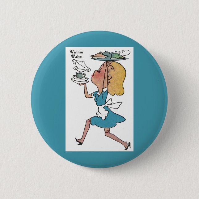 Bóton Redondo 5.08cm Winnie Waite, o garçonete ocupado (Frente)
