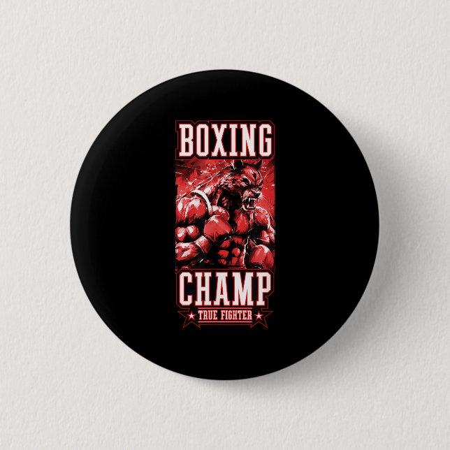 Bóton Redondo 5.08cm Wolf Boxing Champ _ Boxer Fighter Motivation  (Frente)