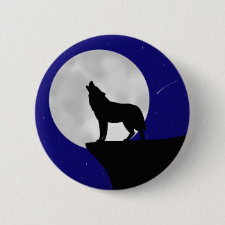 Bóton Redondo 5.08cm Wolf Howling na lua