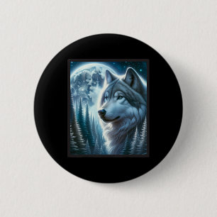 Bóton Redondo 5.08cm Wolf Icy Moon Galaxy Caçando Cinzas Terrestres Wol
