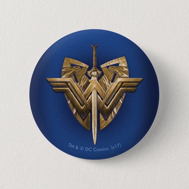 Bóton Redondo 5.08cm Wonder Woman Symbol With Sword of Justice (Frente)