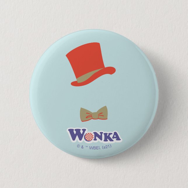 Bóton Redondo 5.08cm Wonka Top Hat e Arco Tie (Frente)