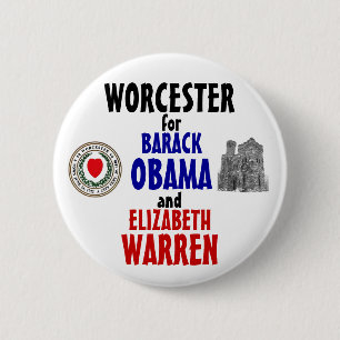Bóton Redondo 5.08cm Worcester para Obama e Warren 2012