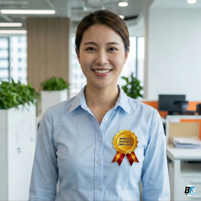 Bóton Redondo 5.08cm World's Okayest Employee | Funny Gold Medal Award (Criador carregado)