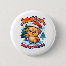 Bóton Redondo 5.08cm Wuffoo Roony Feliz Natal Kawaii 3D Feriado
